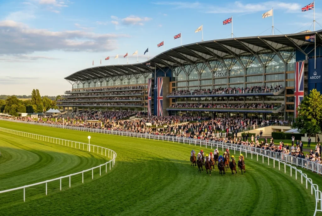 Ascot racecourse grandstand on a summer race day