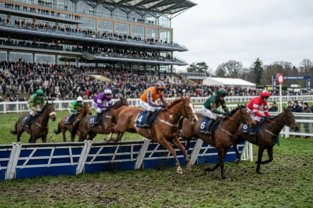 Staying hurdlers racing in the Long Walk Hurdle at Ascot